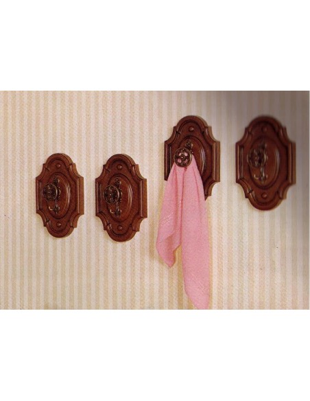 Portabiti - Attaccapanni classico a muro legno noce e metallo