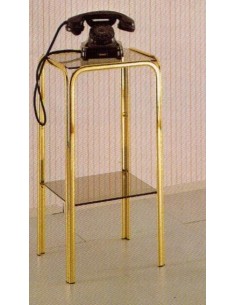 Porta telefono classico in metallo ottonato e piani vetro