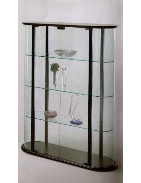 Mobile vetrina moderna espositore curva legno nero