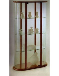 Mobile vetrina moderna espositore curva legno noce 