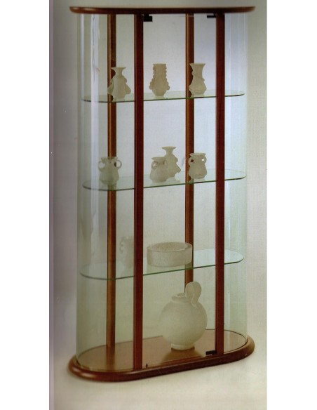 Mobile vetrina moderna espositore curva legno noce 