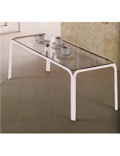 Tavolino da salotto moderno in metallo laccato bianco e...