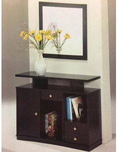 Specchio moderno con pannello in legno laccato nero