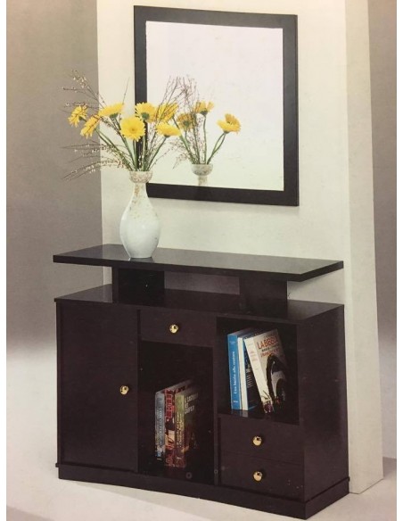 Specchio moderno con pannello in legno laccato nero