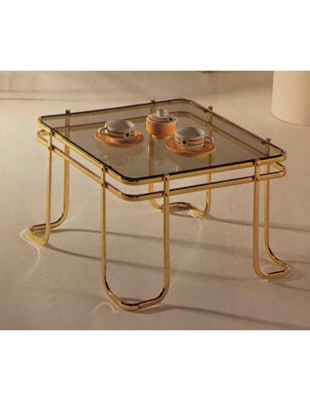 Tavolino da salotto quadrato in metallo bianco o nero con piano vetro