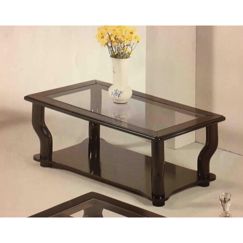 Tavolino da salotto moderno rettangolare in legno laccato bianco con piano vetro Tavolino da salotto moderno rettangolare in legno laccato bianco con piano vetro