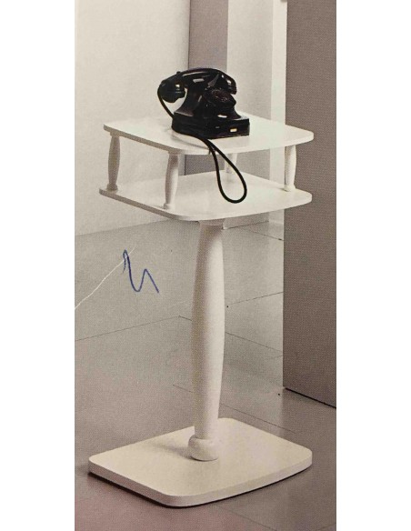 Colonna porta telefono rettangolare in legno laccato bianco