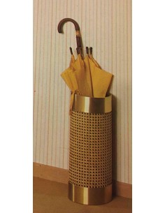 Portaombrelli in metallo colore dorato e paglia di vienna...