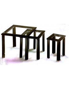 Tavolino da salotto tris legno laccato nero e piani in...