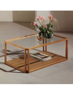 Tavolino da salotto rettangolare in legno nero con piano...