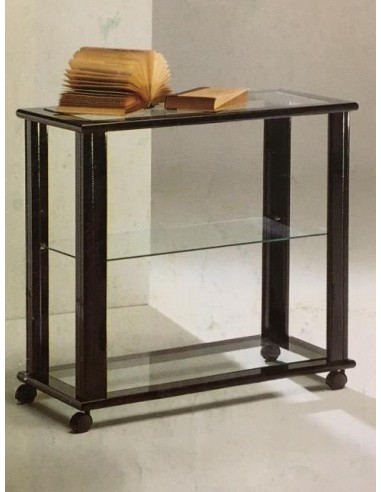 Carrello porta TV in legno colore nero con piani vetro Carrello porta TV in legno colore nero con piani vetro