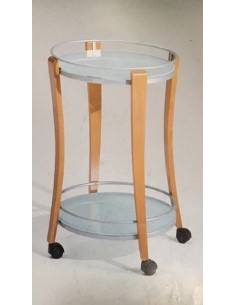 Carrello portavivande rotondo colore ciliegio con piani...