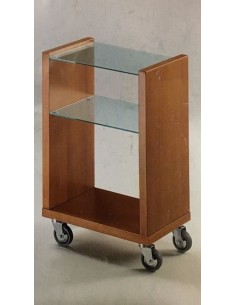 Porta telefono il legno impiallacciato noce e piani vetro