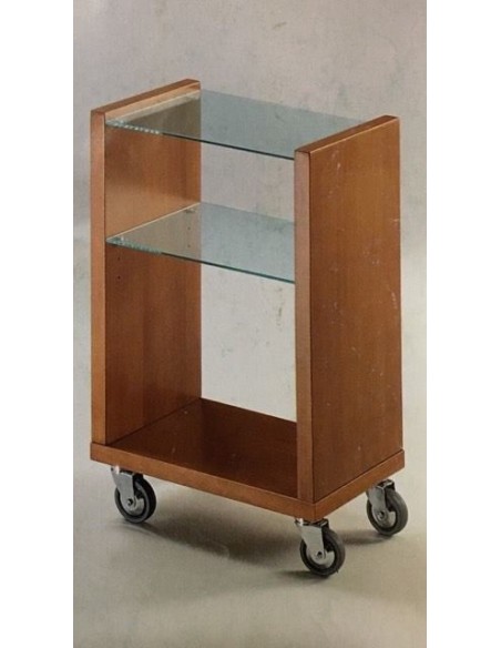 Porta telefono il legno impiallacciato noce e piani vetro