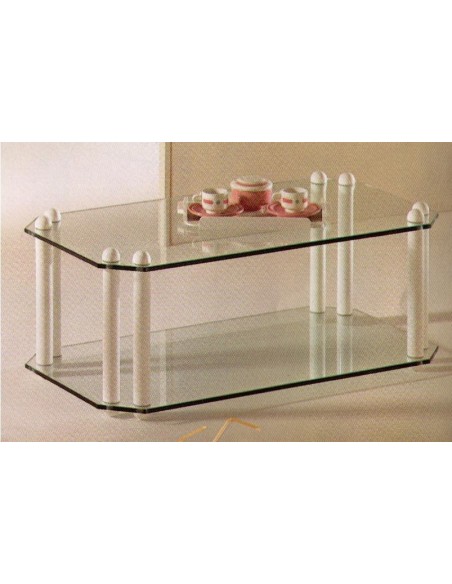 Tavolino da salotto moderno rettangolare con piedi in legno noce, nero o bianco