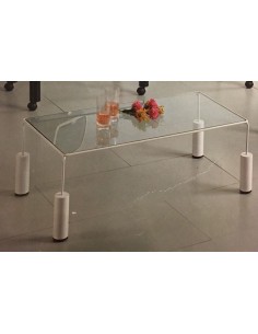 Tavolino da salotto rettangolare in metallo colore bianco