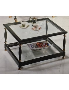 Tavolino da salotto quadrato in legno laccato bianco o...