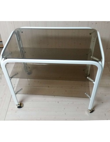 Carrello porta TV in metallo laccato bianco o...