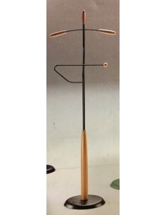 Indossatore in metallo nero con particolari in legno...