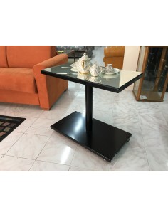 Carrello portavivande in metallo laccato nero con piano specchio