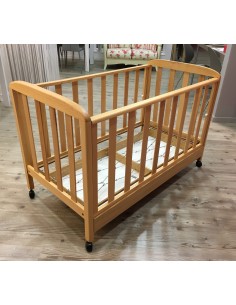 Culla in legno colore naturale con rete normale e cassetto