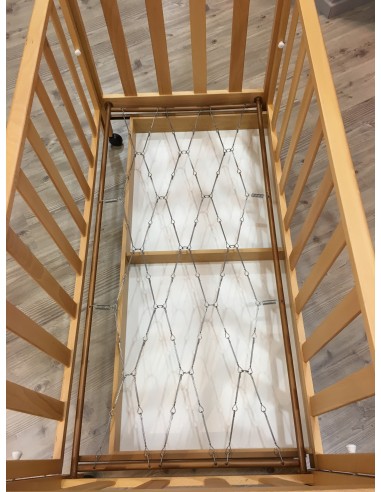 Culla in legno colore naturale con rete normale e cassetto