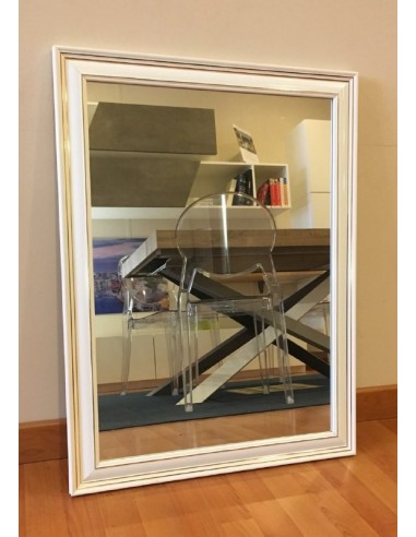 Specchio con cornice in legno colore nero con...