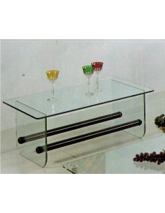 Tavolino da salotto moderno rettangolare vetro e legno...