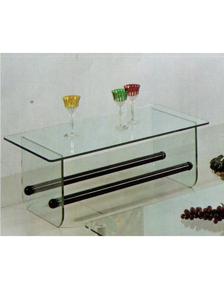 Tavolino da salotto moderno rettangolare vetro e legno bianco