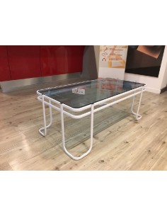 Tavolino da salotto rettangolare in metallo bianco piano... 2