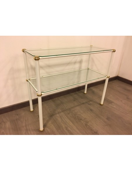 Tavolino da salotto moderno rettangolare in metallo bianco o ottonato