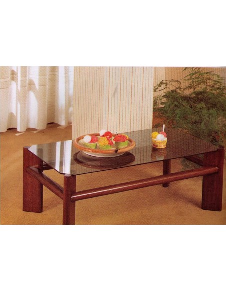 Tavolino da salotto rettangolare in legno laccato nero o bianco e vetro